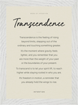 Transcendence Word of Intention Framed print 21x29.7 cm / 8x12" White frame Linen paper
