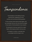 Transcendence Word of Intention Framed print 30x40 cm / 12x16″ Dark wood frame Carbon paper