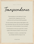 Transcendence Word of Intention Framed print 30x40 cm / 12x16″ Wood frame Linen paper