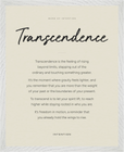 Transcendence Word of Intention Framed print 40x50 cm / 16x20″ White frame Linen paper