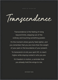 Transcendence Word of Intention Framed print 50x70 cm / 20x28″ Black frame Carbon paper