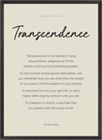 Transcendence Word of Intention Framed print 50x70 cm / 20x28″ Black frame Linen paper