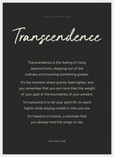 Transcendence Word of Intention Framed print 50x70 cm / 20x28″ White frame Carbon paper