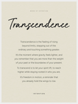 Transcendence Word of Intention Framed print 60x80 cm / 24x32″ White frame Linen paper