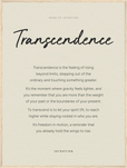 Transcendence Word of Intention Framed print 60x80 cm / 24x32″ Wood frame Linen paper