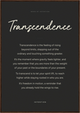 Transcendence Word of Intention Framed print 70x100 cm / 28x40″ Dark wood frame Carbon paper