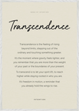 Transcendence Word of Intention Framed print 70x100 cm / 28x40″ White frame Linen paper