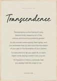 Transcendence Word of Intention Framed print 70x100 cm / 28x40″ Wood frame Linen paper
