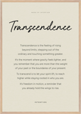 Transcendence Word of Intention Framed print 70x100 cm / 28x40″ Wood frame Linen paper