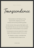 Transcendence Word of Intention Framed print A2 (42 x 59.4  cm) Black frame Linen paper
