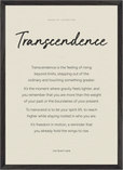 Transcendence Word of Intention Framed print A2 (42 x 59.4  cm) Black frame Linen paper