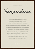 Transcendence Word of Intention Framed print A2 (42 x 59.4  cm) Dark wood frame Linen paper
