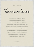 Transcendence Word of Intention Framed print A2 (42 x 59.4  cm) White frame Linen paper