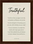 Truthful Word of Intention Framed print 13x18 cm / 5x7″ Dark wood frame Linen paper