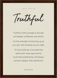 Truthful Word of Intention Framed print 21x29.7 cm / 8x12" Dark wood frame Linen paper