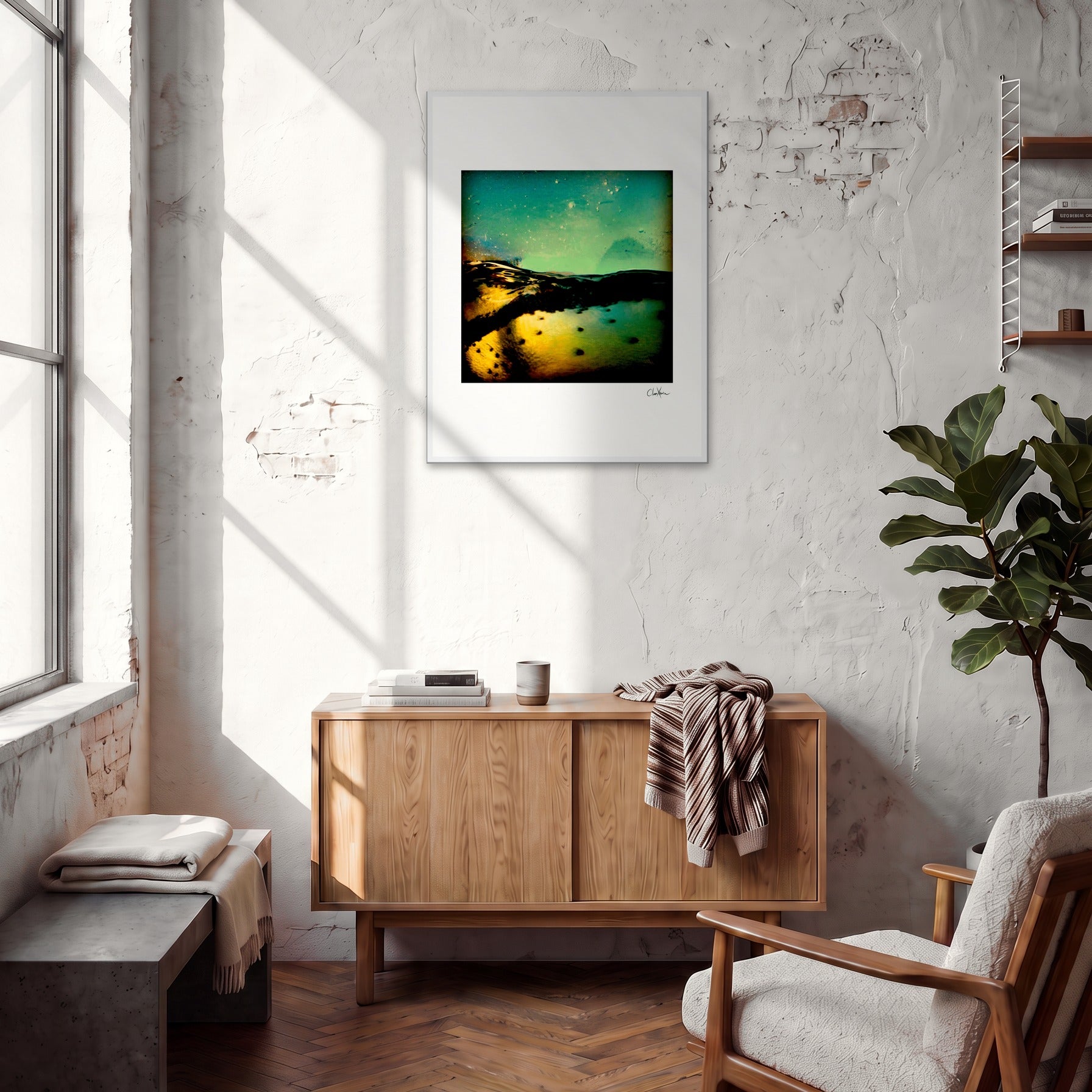 Underwater Flight Framed print 60x80 cm / 24x32″ White frame in interior