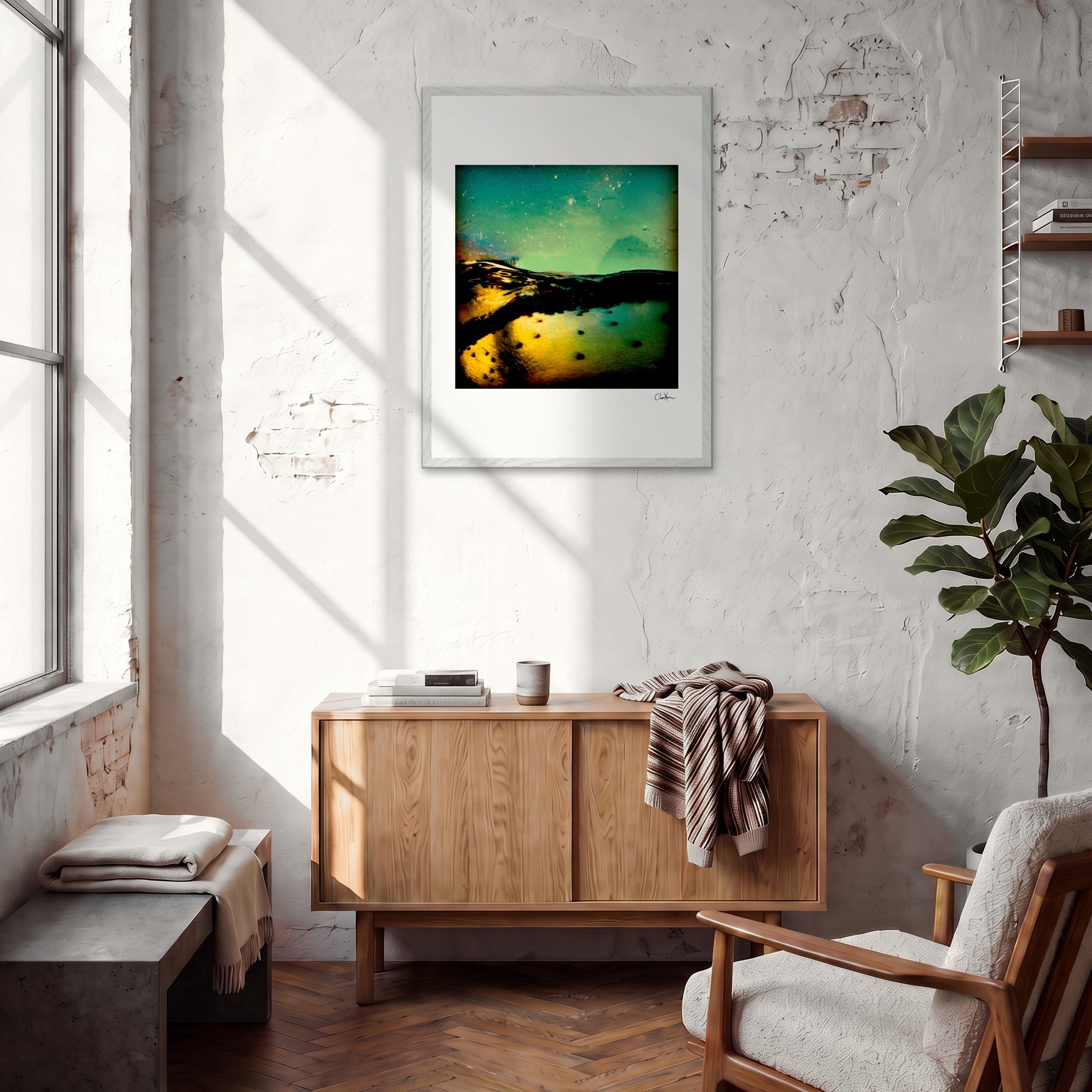 Underwater Flight Framed print 60x80 cm / 24x32″ White frame in interior