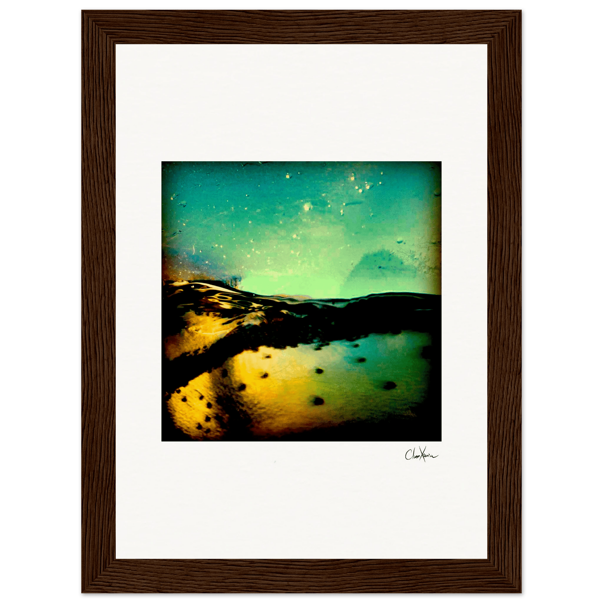 Underwater Flight Framed print 13x18 cm / 5x7″ Dark wood frame 34