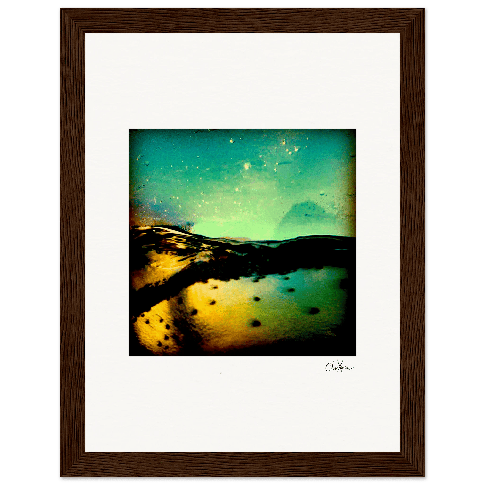 Underwater Flight Framed print 15x20 cm / 6x8″ Dark wood frame 37