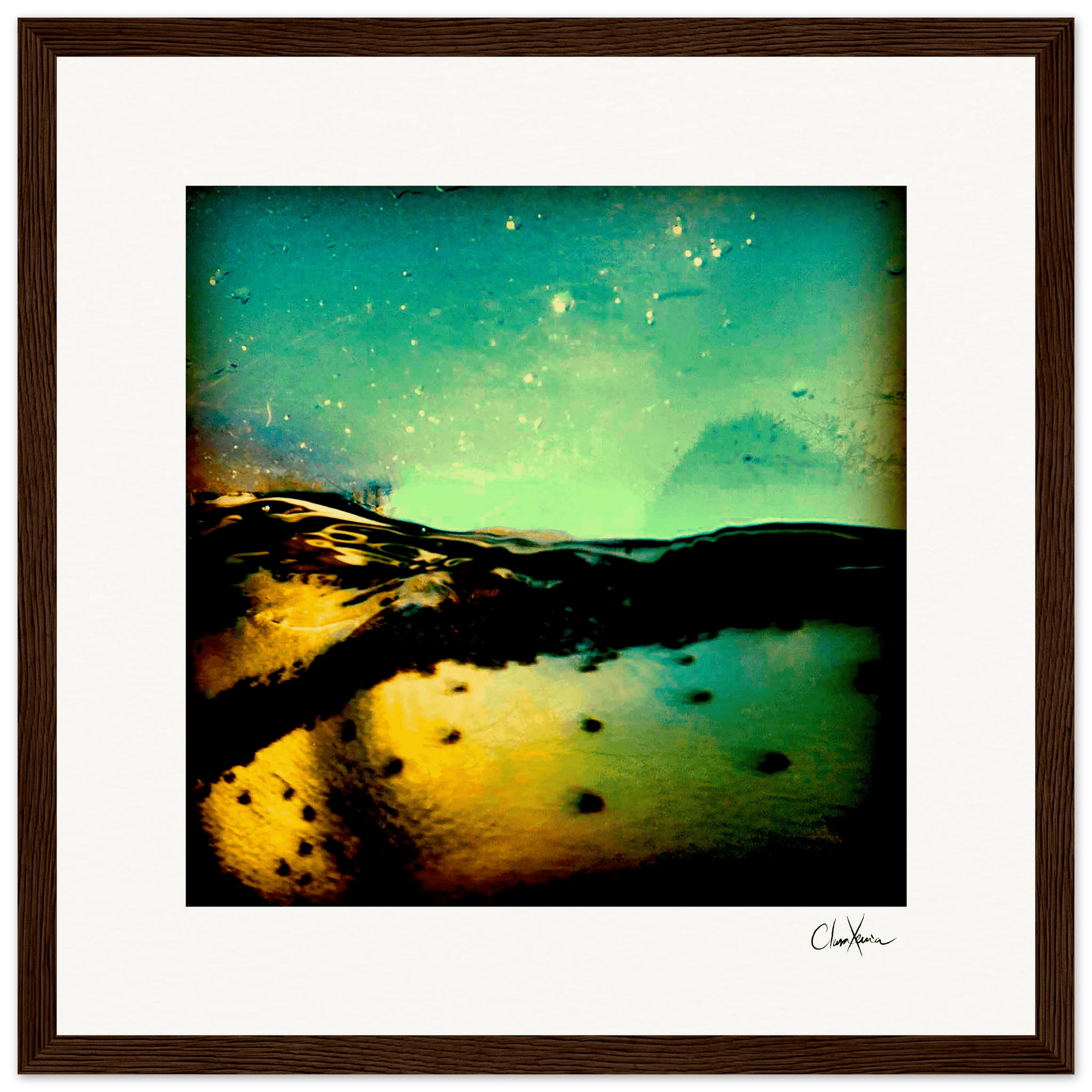 Underwater Flight Framed print 30x30 cm / 12x12″ Dark wood frame 33