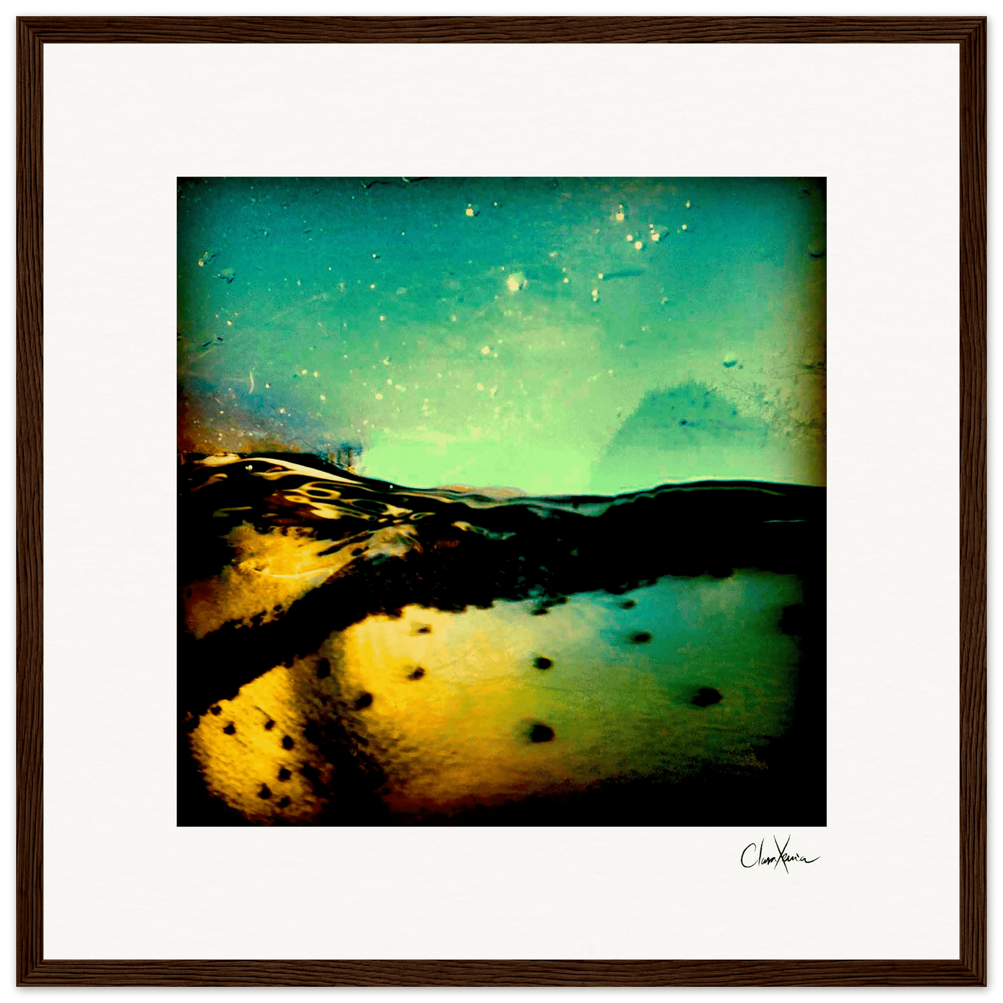 Underwater Flight Framed print 40x40 cm / 16x16″ Dark wood frame 41