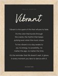 Vibrant Word of Intention Framed print 13x18 cm / 5x7″ Wood frame Carbon paper