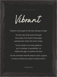 Vibrant Word of Intention Framed print 21x29.7 cm / 8x12" Black frame Carbon paper