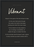 Vibrant Word of Intention Framed print 21x29.7 cm / 8x12" Black frame Carbon paper