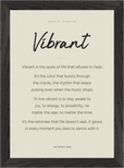 Vibrant Word of Intention Framed print 21x29.7 cm / 8x12" Black frame Linen paper