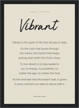 Vibrant Word of Intention Framed print 21x29.7 cm / 8x12" Black frame Linen paper