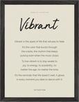 Vibrant Word of Intention Framed print 30x40 cm / 12x16″ Black frame Linen paper