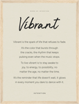 Vibrant Word of Intention Framed print 30x40 cm / 12x16″ Wood frame Linen paper