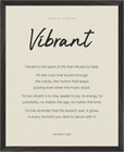 Vibrant Word of Intention Framed print 40x50 cm / 16x20″ Black frame Linen paper
