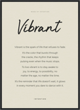 Vibrant Word of Intention Framed print 50x70 cm / 20x28″ Black frame Linen paper
