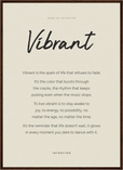 Vibrant Word of Intention Framed print 50x70 cm / 20x28″ Dark wood frame Linen paper
