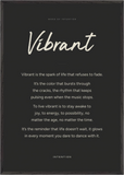 Vibrant Word of Intention Framed print 70x100 cm / 28x40″ Black frame Carbon paper