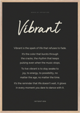 Vibrant Word of Intention Framed print 70x100 cm / 28x40″ Wood frame Carbon paper