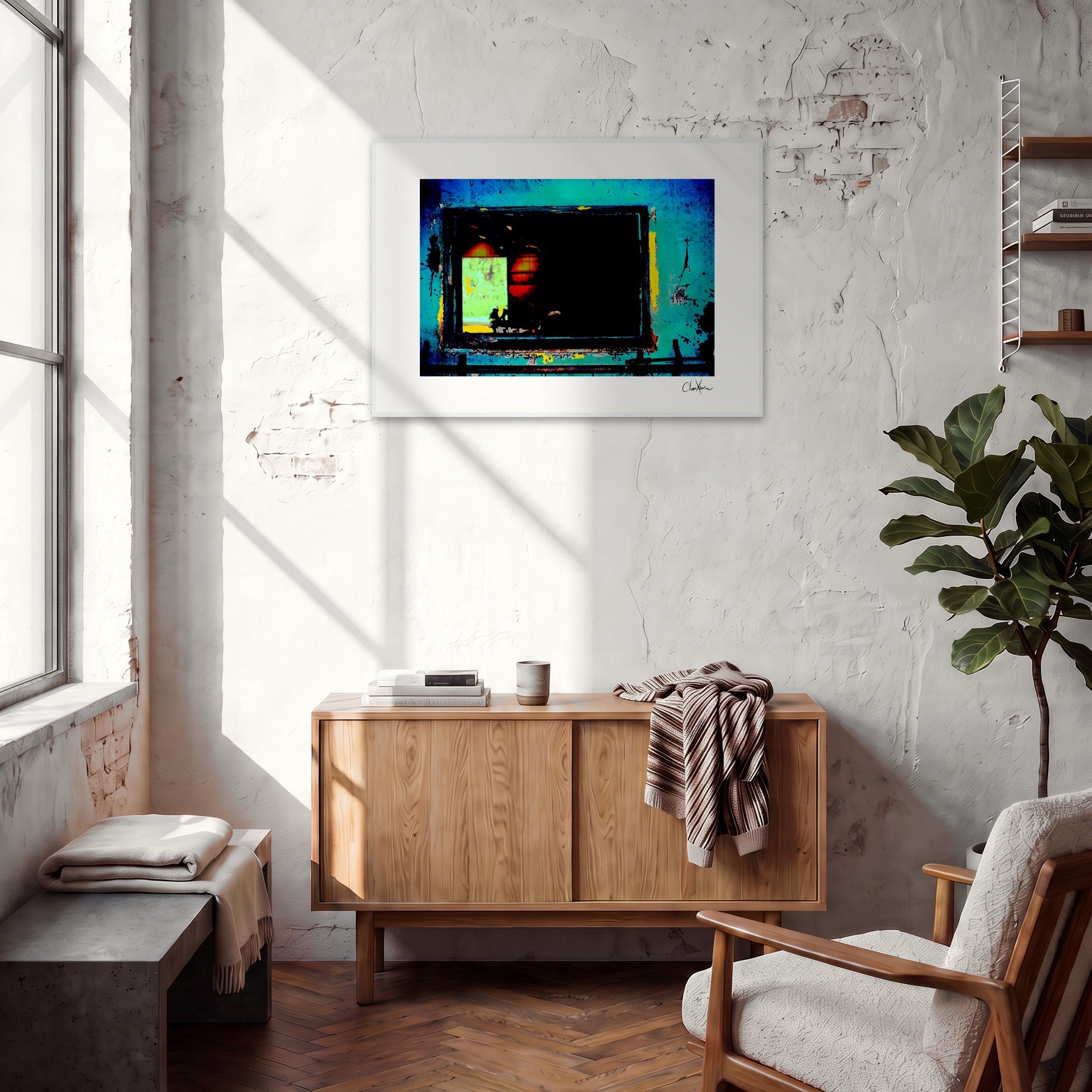 Web of Colours Framed print A1 (59.4 x 84.1  cm) White frame in interior