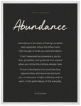 Abundance Word of Intention Framed print 60x80 cm / 24x32″ White frame Carbon paper