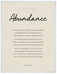 Abundance Word of Intention Framed print 60x80 cm / 24x32″ White frame Linen paper