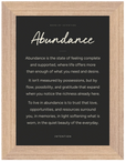 Abundance Word of Intention Framed print 13x18 cm / 5x7″ Wood frame Carbon paper