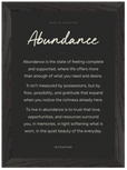 Abundance Word of Intention Framed print 21x29.7 cm / 8x12" Black frame Carbon paper