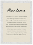 Abundance Word of Intention Framed print 21x29.7 cm / 8x12" White frame Linen paper