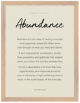 Abundance Word of Intention Framed print 30x40 cm / 12x16″ Wood frame Linen paper