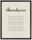 Abundance Word of Intention Framed print 40x50 cm / 16x20″ Black frame Linen paper