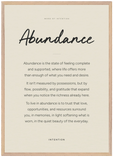 Abundance Word of Intention Framed print A1 (59.4 x 84.1 cm) Wood frame Linen paper