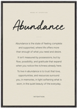 Abundance Word of Intention Framed print 70x100 cm / 28x40″ Black frame Linen paper