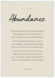 Abundance Word of Intention Framed print 70x100 cm / 28x40″ White frame Linen paper