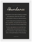 Abundance Word of Intention Framed print 13x18 cm / 5x7″ White frame Carbon paper