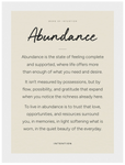 Abundance Word of Intention Framed print 13x18 cm / 5x7″ White frame Linen paper